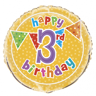 Polka Bunting Happy 3rd Birthday Balloon